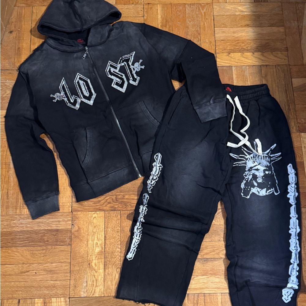 Lost Black Graphic Zip Up Sweater